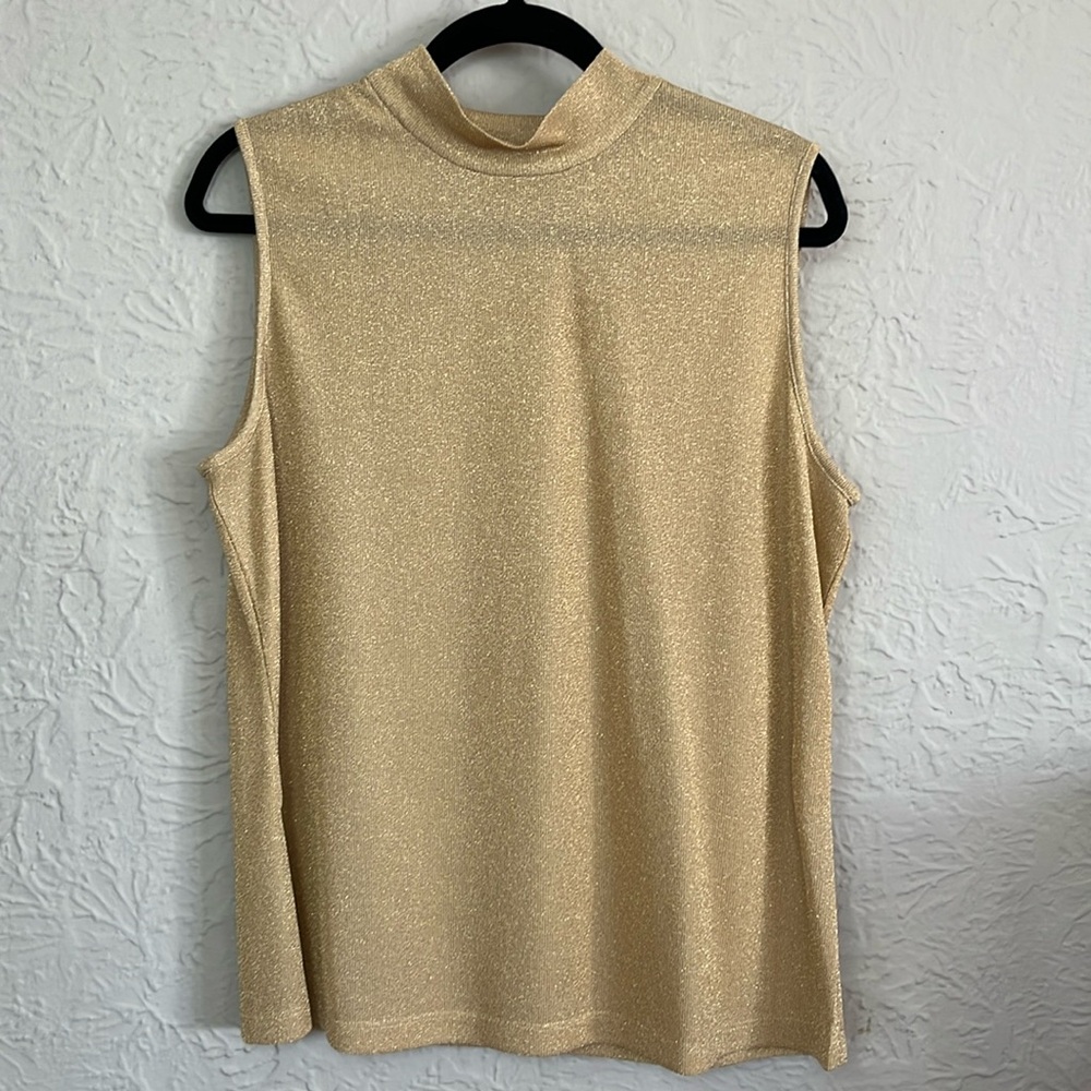St. John Sport by Marie Gray Shimmery Mock Neck Sleeveless Top - Picture 6 of 8